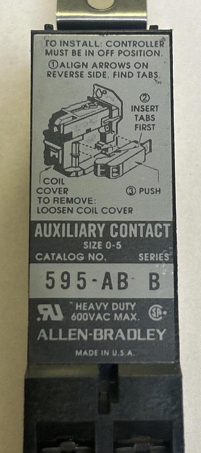 Used ALLEN BRADLEY,595-AB,AUXILIARY CONTACT SIZE 0-5