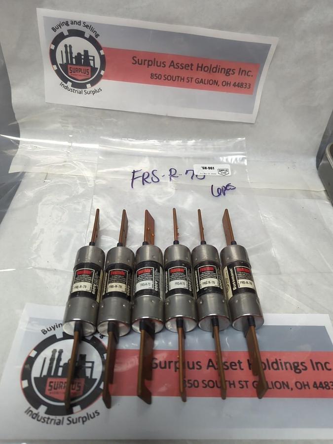 Used COOPER BUSSMANN,FRS-R-70,FUSETRON 70 AMP FUSE LOT OF 6 PRE-OWNED