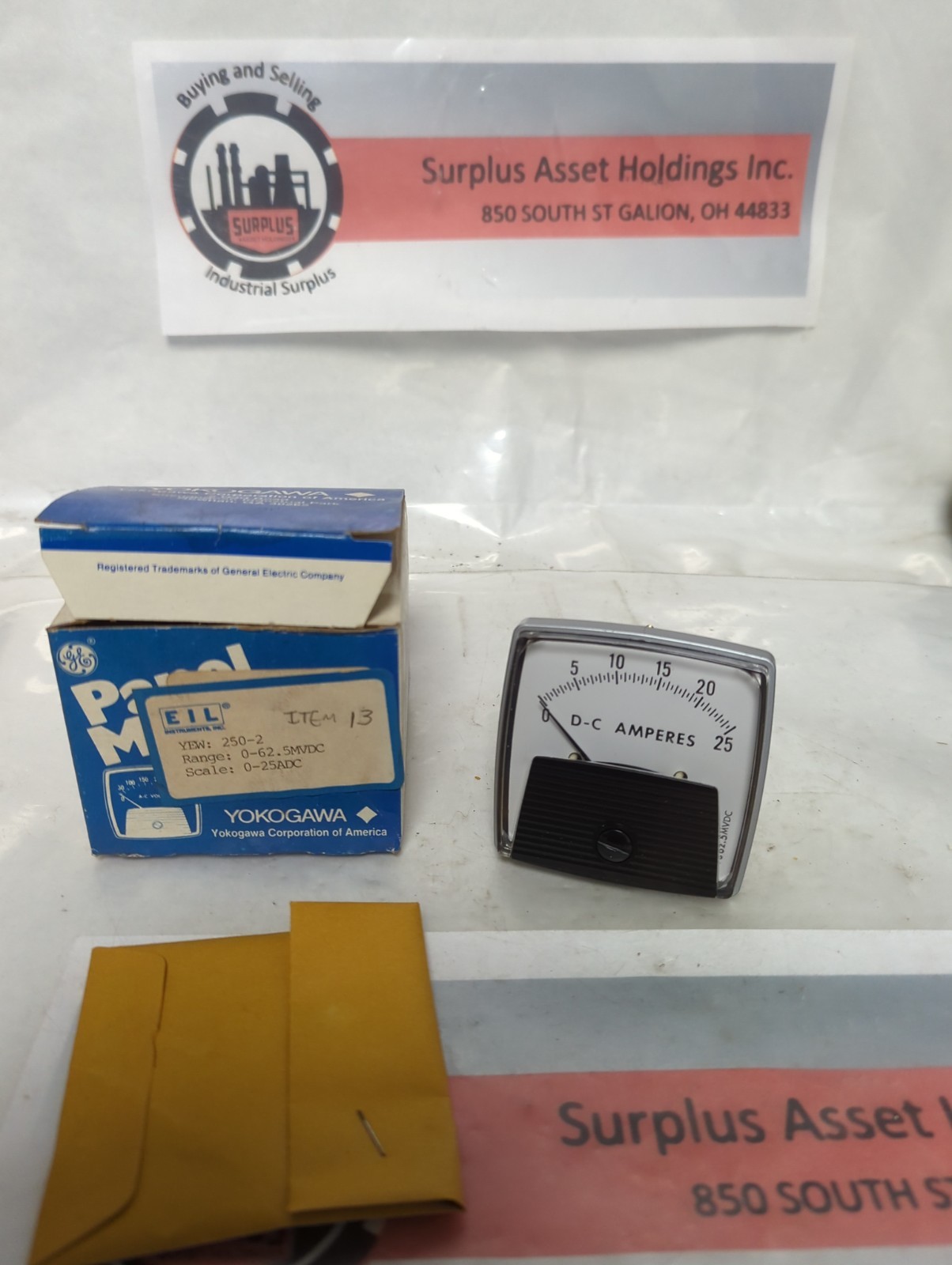 GE/YOKOGAWA,250-2,PANEL METER 0-62.5MVDC NOS