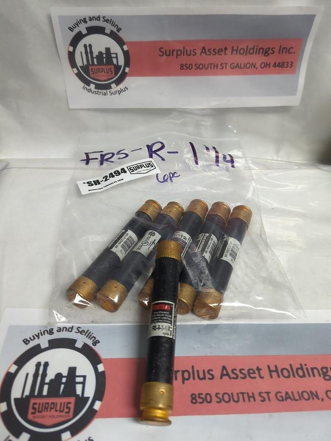 Used COOPER BUSSMANN,FRS-R-1-1/4,FUSETRON 1-1/4 AMP FUSE LOT OF 6 PRE-OWNED