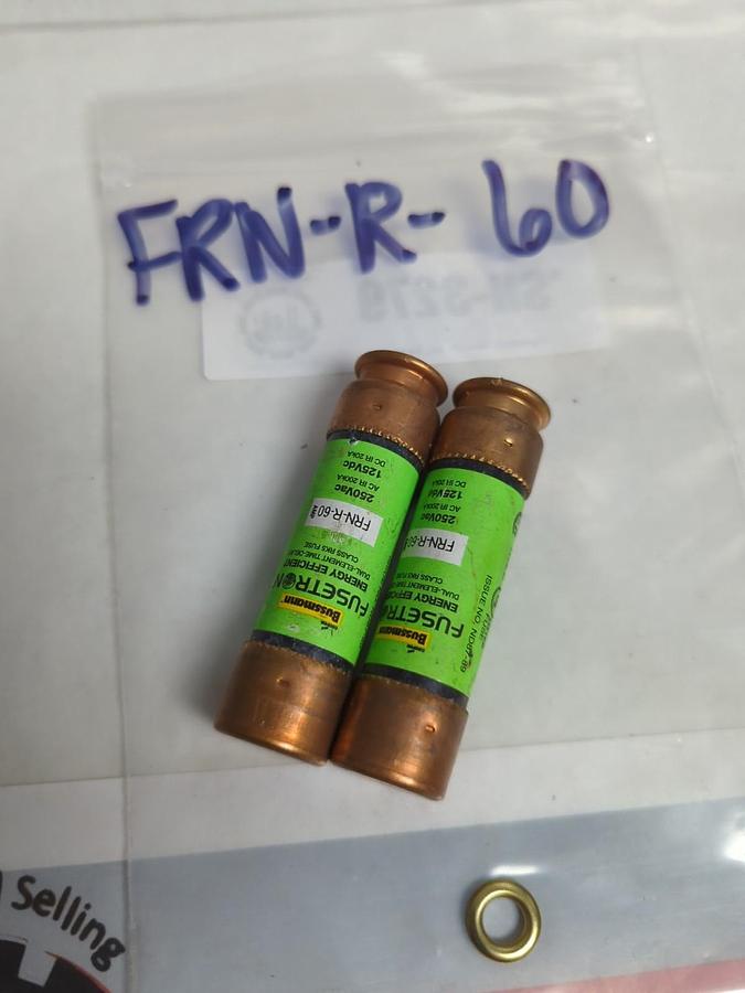 Used COOPER BUSSMANN,FRN-R-60,FUSETRON 60 AMP FUSE LOT OF 2 PRE-OWNED