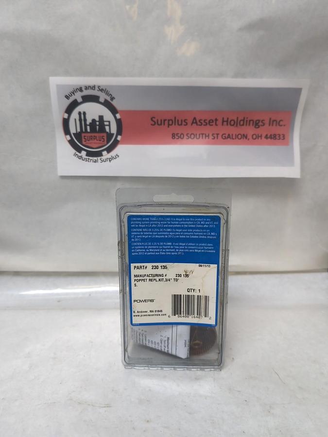 POWERS,230 134,POPPET  REPLACEMENT KIT 3/4 INCH NOS