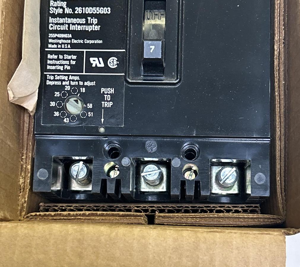 WESTINGHOUSE,MCP0358CR,CIRCUIT BREAKER 7A 600V 3P NEW