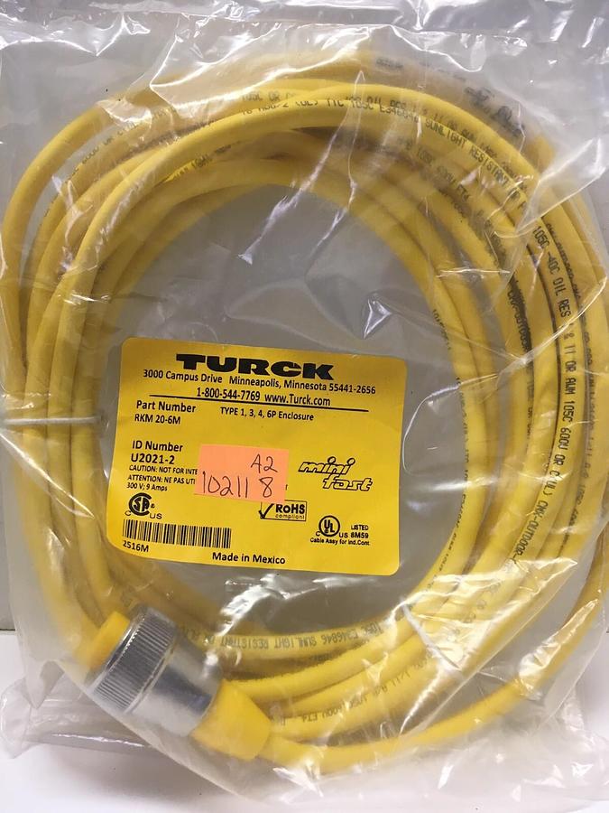 Turck,RKM 20-6M ID U2021-2,Straight Female 7/8-Inch Minifast Connector NOS