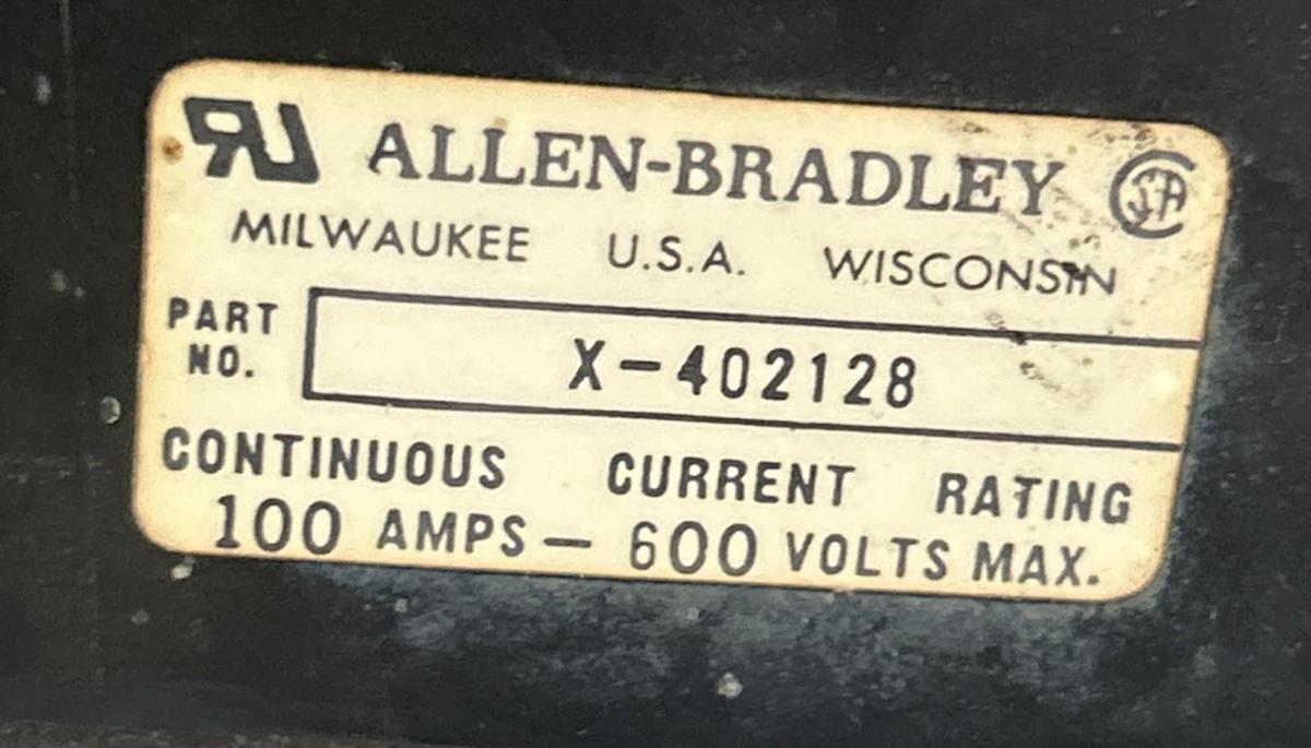 Used ALLEN BRADLEY,X-402128,FUSE BLOCK 100A 600V