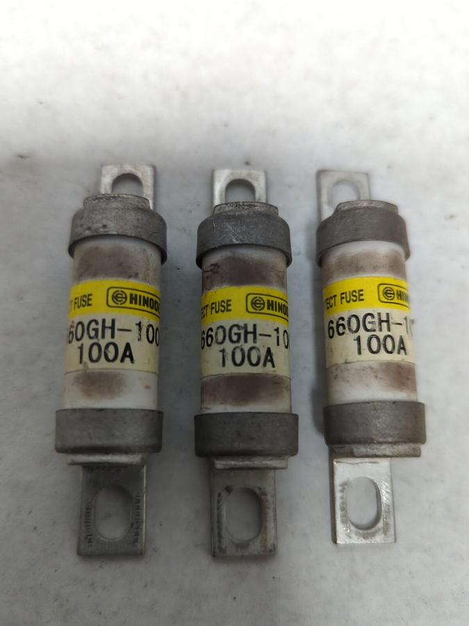 Used HINODE,660GH-100,FUSE 100 AMP LOT OF 3 PRE-OWNED