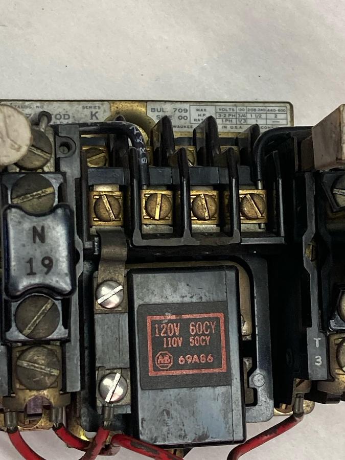 Used Allen-Bradley,709TOD,Motor Starter Ser K Size 00 Bul. 709