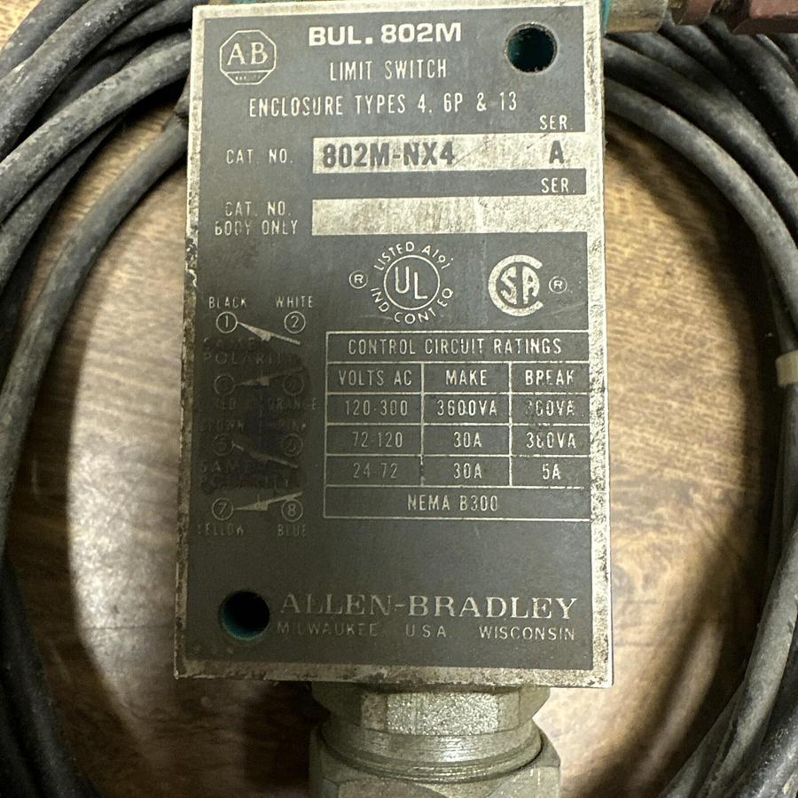 Used Allen Bradley,802M-NX4,Limit Switch with Cable