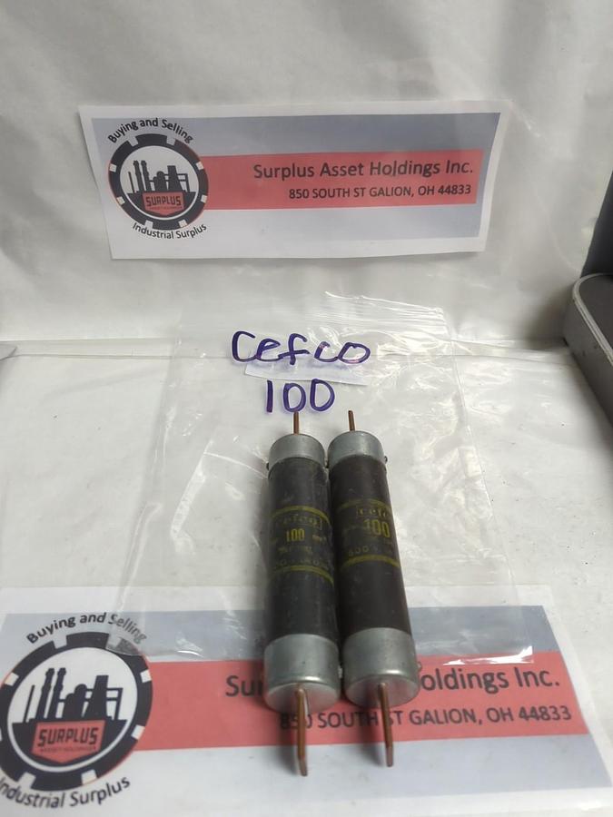 Used CEFCO,100,ONE-TIME 100 AMP FUSE LOT OF 2 PRE-OWNED