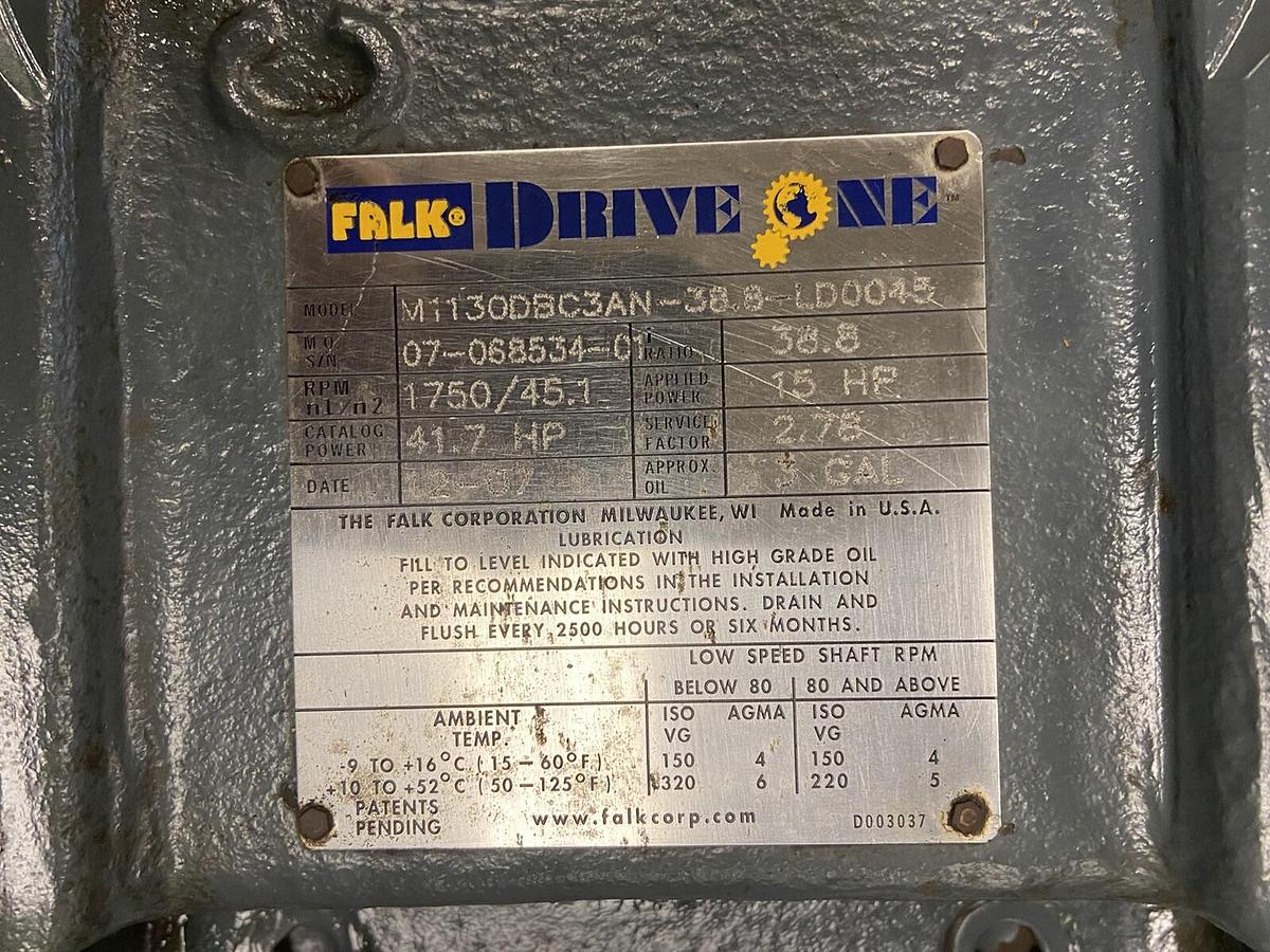 Falk Drive One,M1130DBC3AN-38.8-LD0045,Gear Drive Ratio 38.8 RPM 1750/45.1