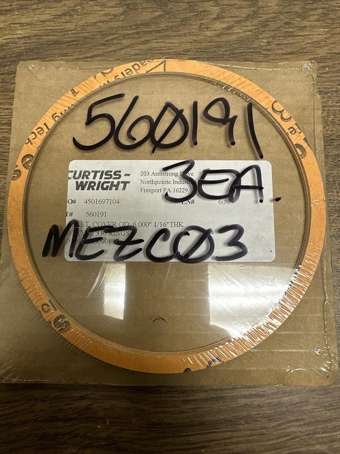 Used Curtiss-Wright,560191,6.000" x 1/16" Thick 330 Rings Pack of 3