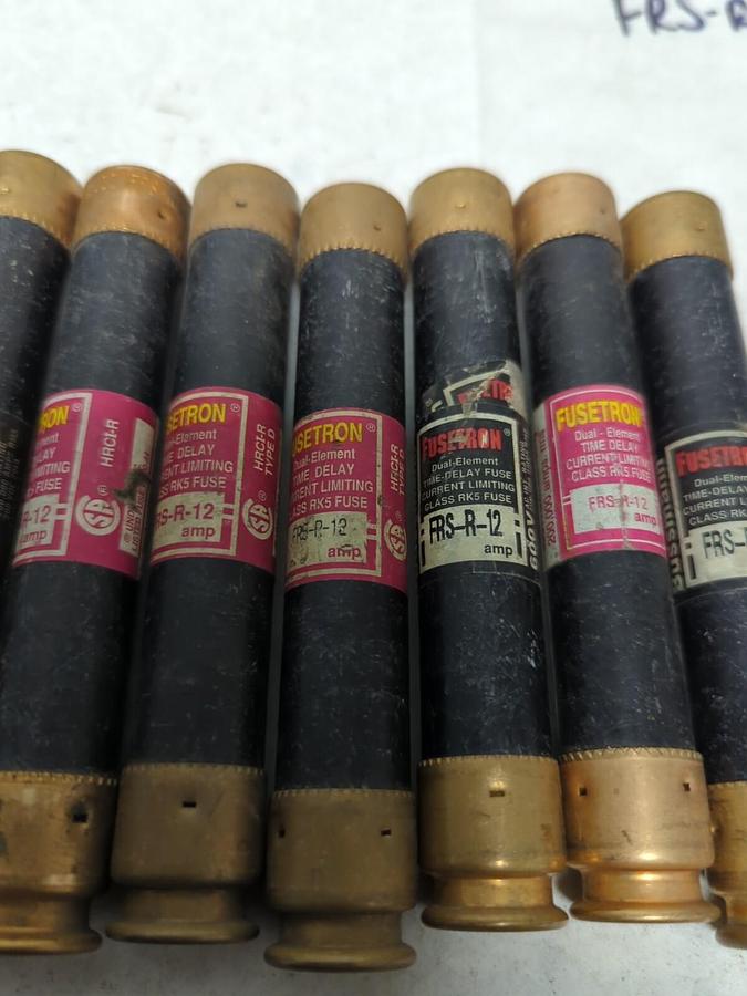Used COOPER BUSSMANN,FRS-R-12,FUSETRON 12 AMP FUSE LOT OF 7 PRE-OWNED