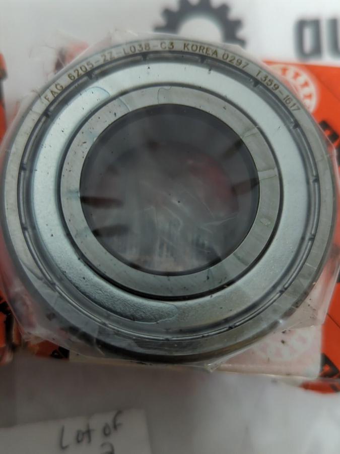 FAG,6205-2Z-L038,BALL BEARING 1 INCH BORE LOT OF 2 NOS