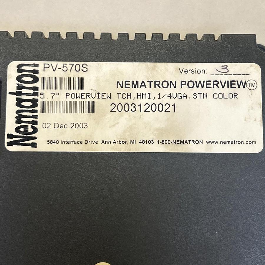 Used NEMATRON,PV-570S,COLOR TOUCHSCREEN INTERFACE PANEL