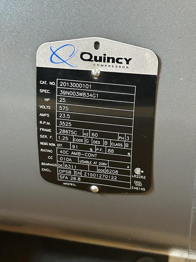BALDOR QUINCY COMPRESSOR,2013000101,MOTOR 25HP 575V 3525RPM 3PH 286TC FRAME
