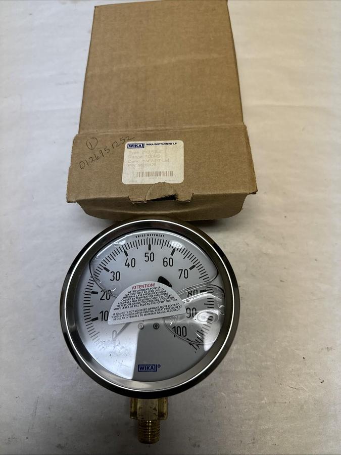 Used Wika,9899125,100PSI Type 213.53-4" Pressure Gauge