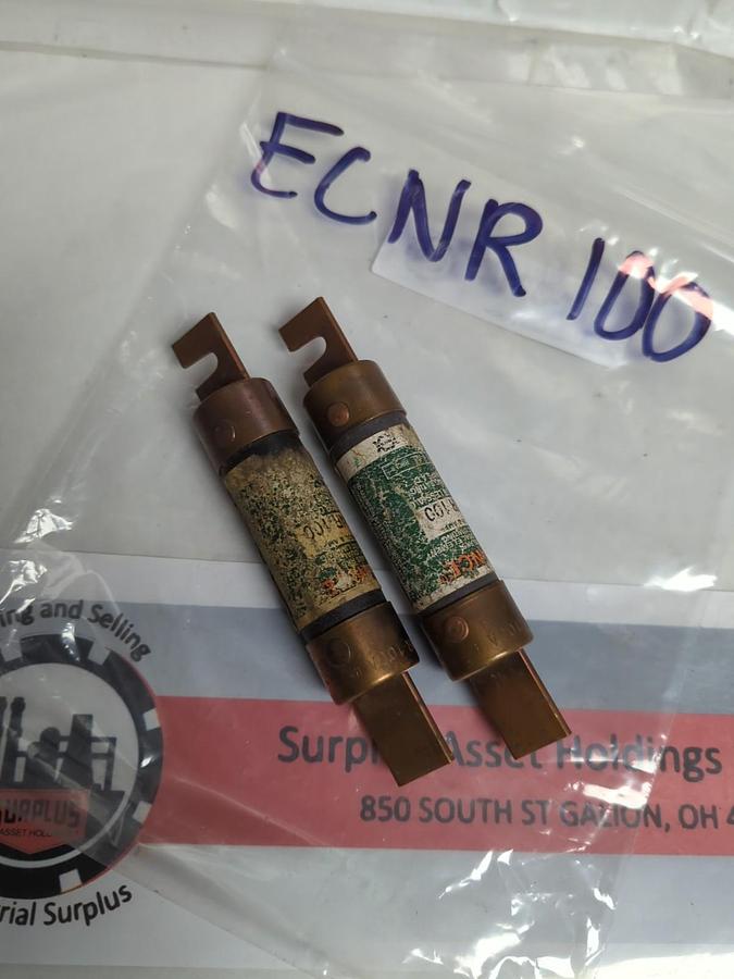 Used RELIANCE,ECNR100,TIME DELAY 100 AMP FUSE LOT OF 2 PRE-OWNED