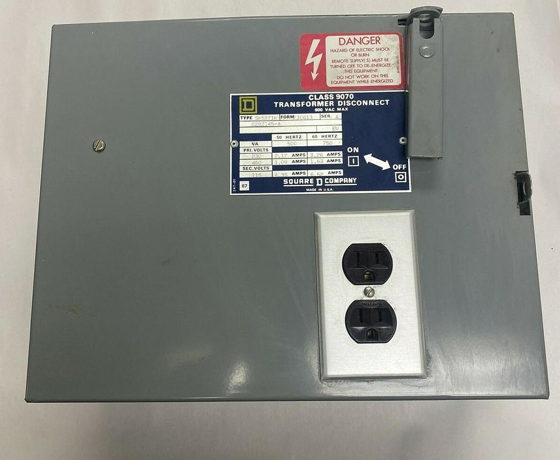 Used SQUARE D,9070-SK5271K-F30G13, TRANSFORMER DISCONNECT SWITCH 600VAC