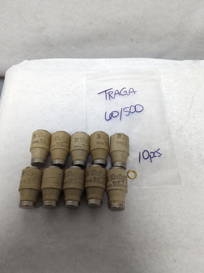 Used TRAGA,60/500,CERAMIC BOTTLE FUSE LOT OF 10 PRE-OWNED