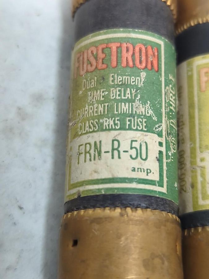 Used COOPER BUSSMANN,FRN-R-50,FUSETRON 50 AMP FUSE LOT OF 2 PRE-OWNED