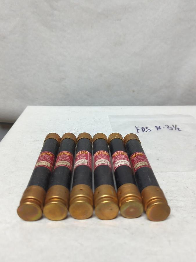 Used COOPER BUSSMANN,FRS-R-3-1/2,FUSETRON 3-1/2 AMP FUSE LOT OF 6 PRE-OWNED