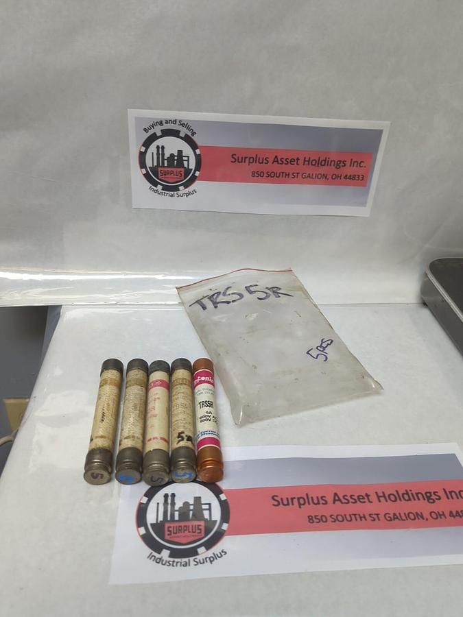 Used GOULD SHAWMUT,TRS5R,TRI-ONIC 5 AMP FUSE LOT OF 5 PRE-OWNED