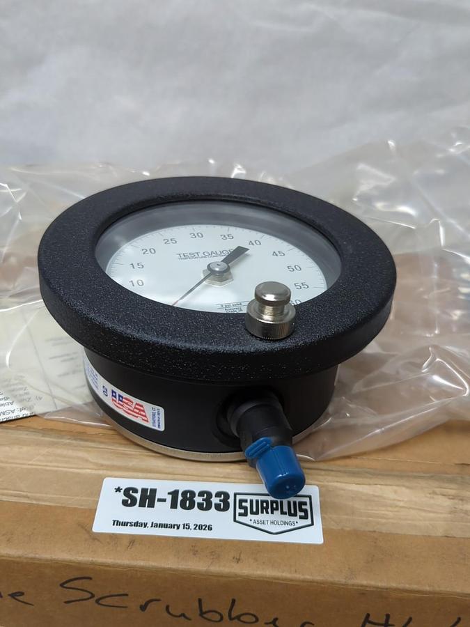 ASHCROFT,45-1082-AS-02L-60#,TEST GAUGE 0-60#PSI 4-1/2 IN BRZ TUBE/BRASS SCKT NOS