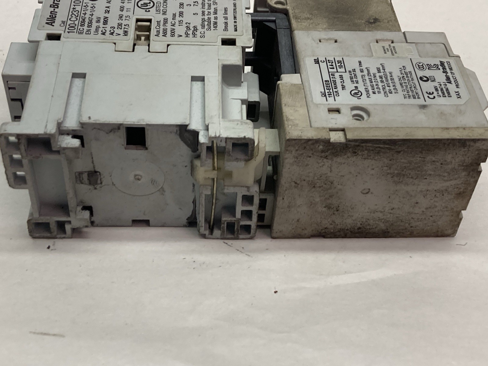 Used Allen-Bradley,100-C23*10,Contactor Ser C w/ 193-EEEB Ser C Overload Relay