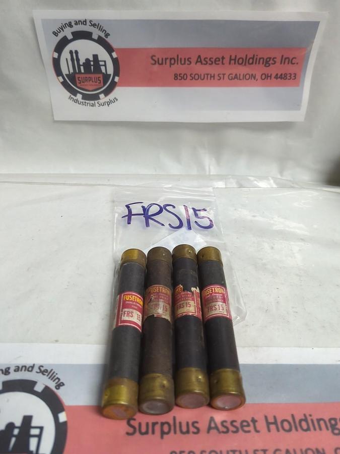 Used COOPER BUSSMANN,FRS-15,FUSETRON 15 AMP FUSE LOT OF 4 PRE-OWNED