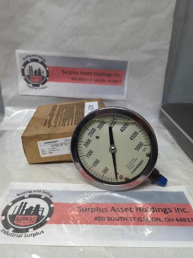 ASHCROFT,45-1009-SL-02L-5000#,GAUGE 4-1/2 IN FACE 0-5000PSI NOS