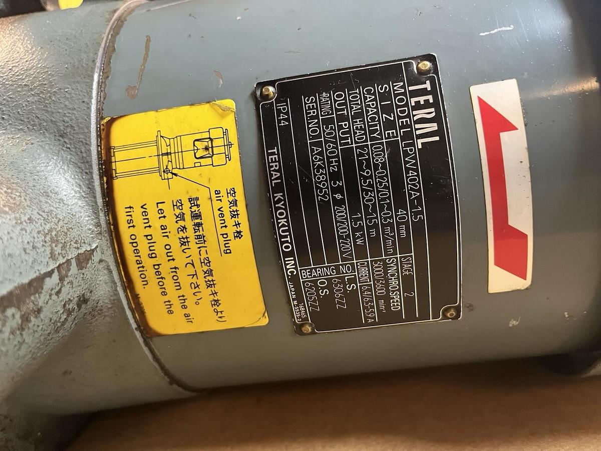 Used TERAL,LPW402A-1.5,COOLANT PUMP SIZE 40MM 3PH 200-220V