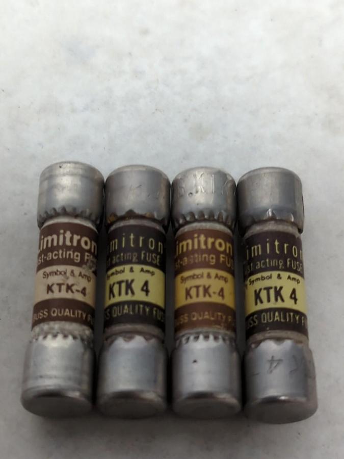 COOPER BUSSMANN,KTK-4,LIMITRON 4 AMP FUSE LOT OF 4 NOS