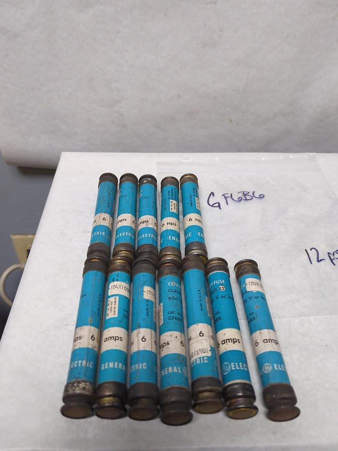 Used GENERAL ELECTRIC,GF6B6,CLASS K5 FUSE 6 AMP LOT OF 12 PRE-OWNED