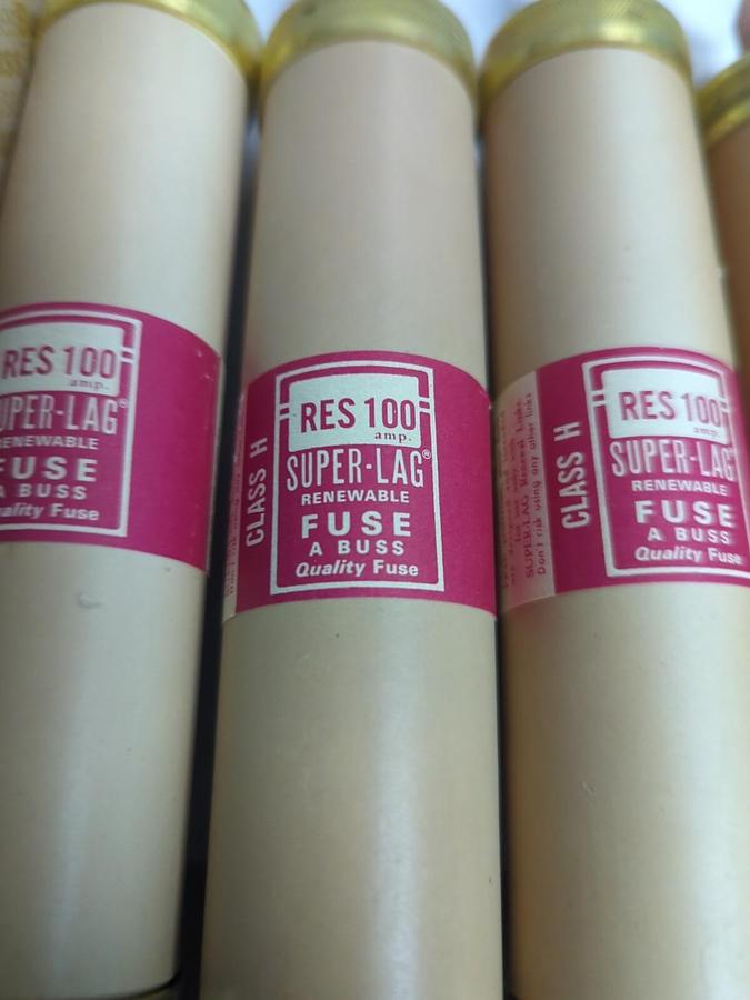 BUSSMANN,RES-100,SUPER-LAG RENEWABLE FUSE LOT OF 5 NOS
