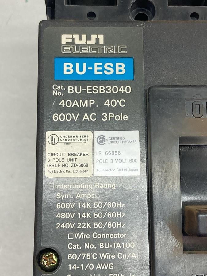 Used Fuji Electric,BU-ESB3040,Circuit Breaker