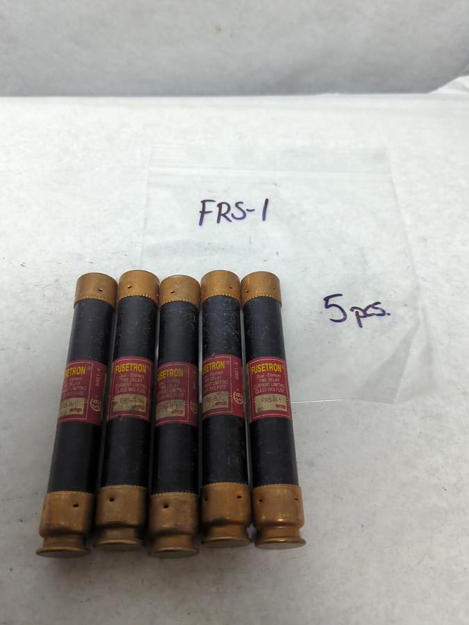 Used COOPER BUSSMANN,FRS-R-1,FUSETRON 1 AMP FUSE LOT OF 5 PRE-OWNED
