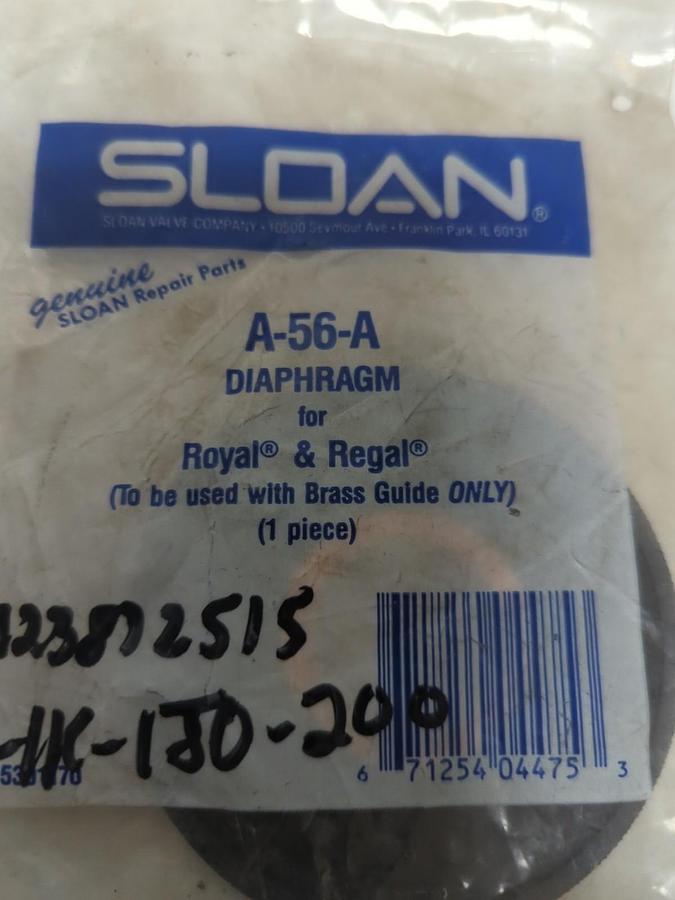 SLOAN,A-56-A,DIAPHRAGM FOR ROYAL & REGAL NOS