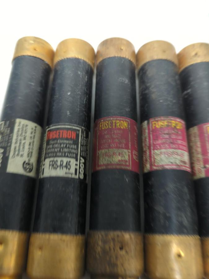 Used COOPER BUSSMANN,FRS-R-45,FUSETRON 45 AMP FUSE LOT OF 7 PRE-OWNED