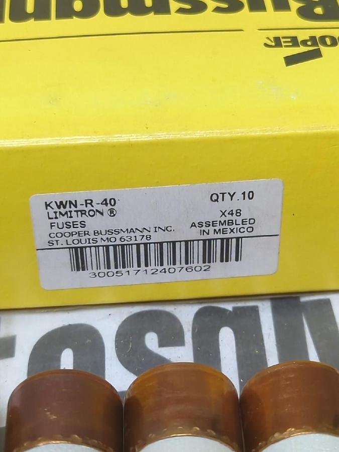 COOPER BUSSMANN,KWN-R-40,40 AMP LIMITRON FUSE BOX OF 10 NEW
