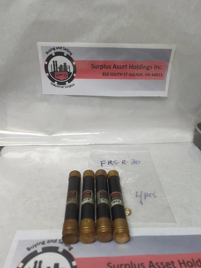 Used COOPER BUSSMANN,FRS-R-30,FUSETRON 30 AMP FUSE LOT OF 4 PRE-OWNED