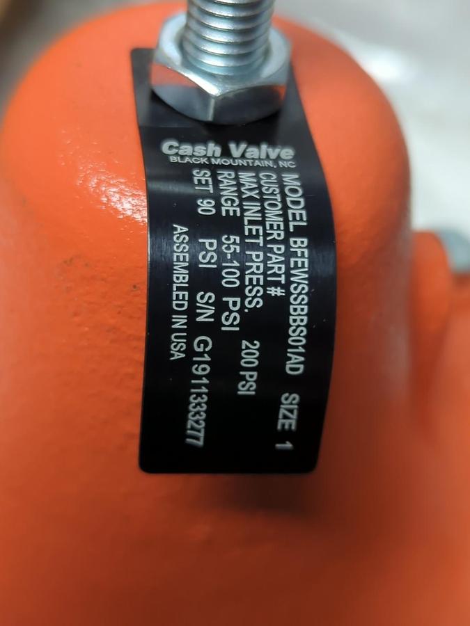 CASH VALVE,BFEWSSBBS01AD,PRESSURE REDUCING VALVE SIZE 1 SET 90 PSI NOS