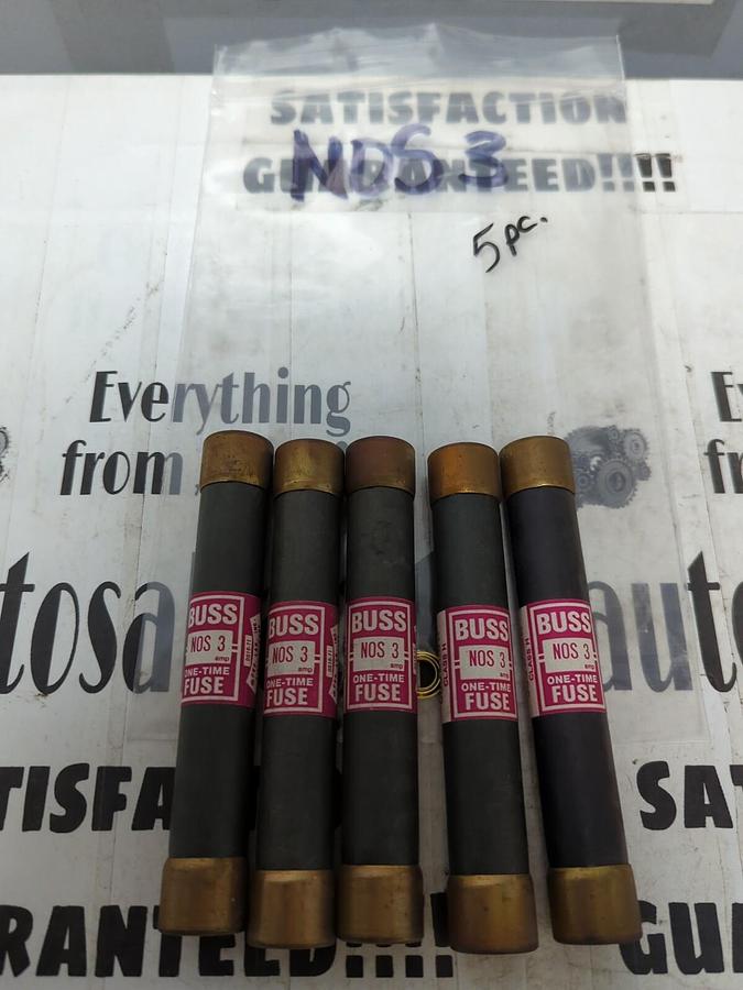 COOPER BUSSMANN,NOS-3,ONE-TIME 3 AMP FUSES LOT OF 5 NOS
