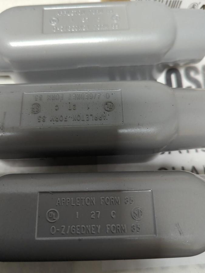 APPLETON,C100-A,1 INCH FORM 85 ALUMINUM CONDUIT BODY BOX OF 5 NEW