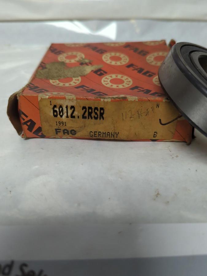 FAG,6012-2RSR,REUBBER SEALED DEEP GROOVE BALL BEARING NOS