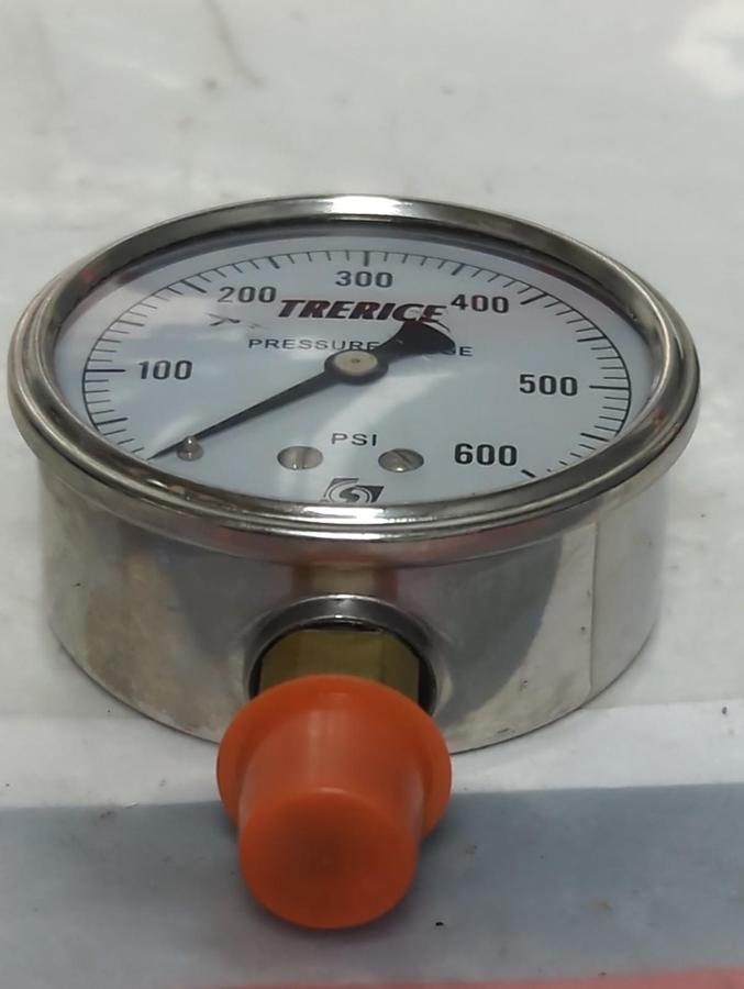 TRERICE,D82LFB,PRESSURE GAUGE 2.5 INCH FACE 1/4 INCH LM 0-600 PSI NOS