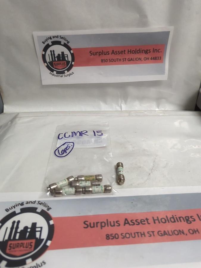 Used LITTELFUSE,CCMR15,CLASS CC 15 AMP FUSE LOT OF 6 PRE-OWNED