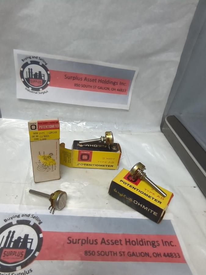 Used OHMITE,CU-5021,POTENTIOMETER 2-WATT 5000 OHMS LOT OF 3 PRE-OWNED