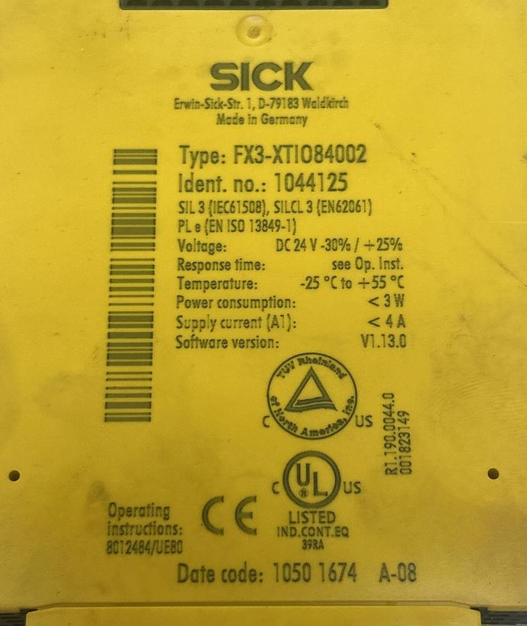 Used SICK,FX3-CPU000000,SAFETY I/O MODULE