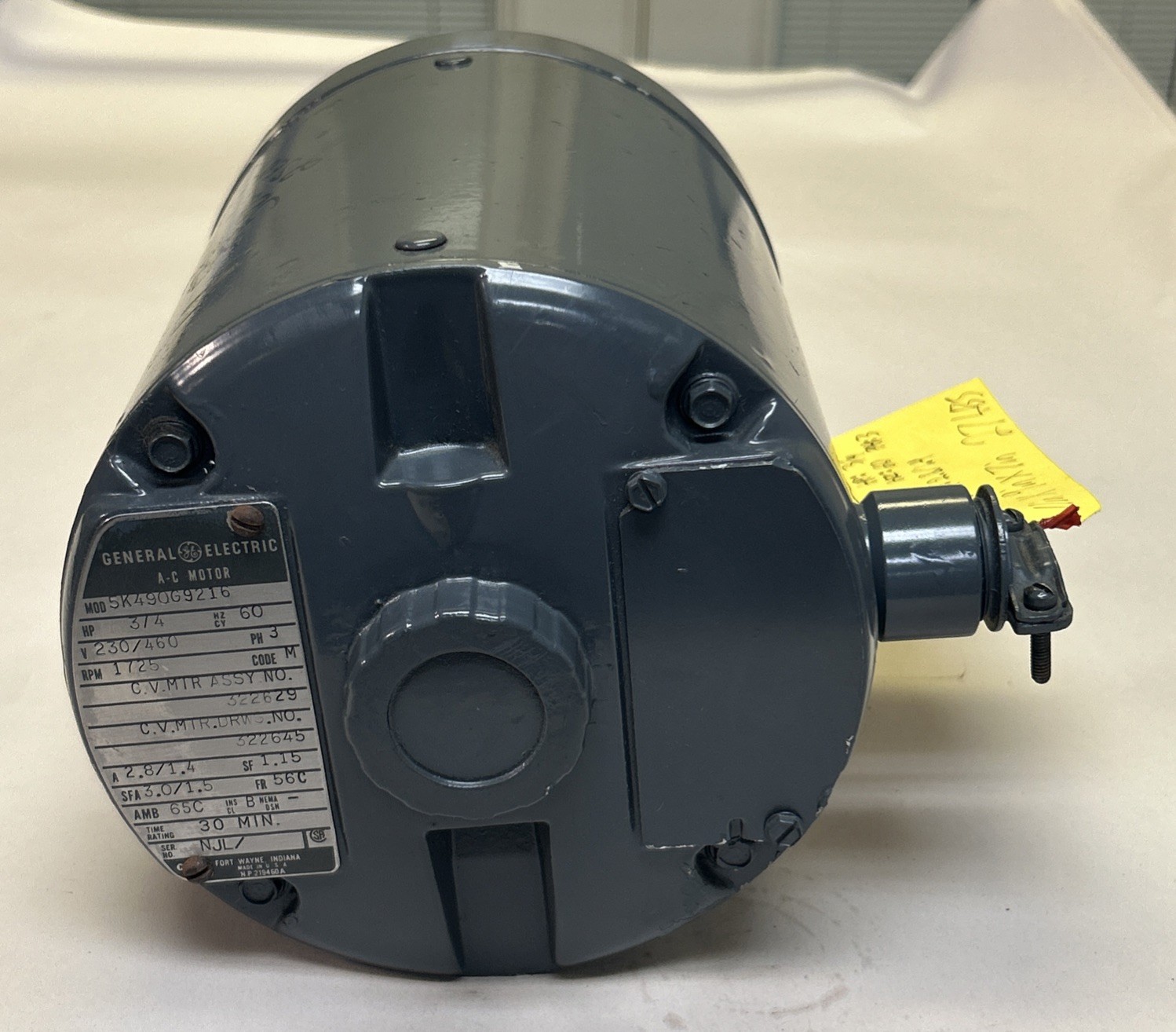 Used GE,5K49QG9216,AC MOTOR 3/4HP 230/460V 1725RPM 3PH 56C FRAME