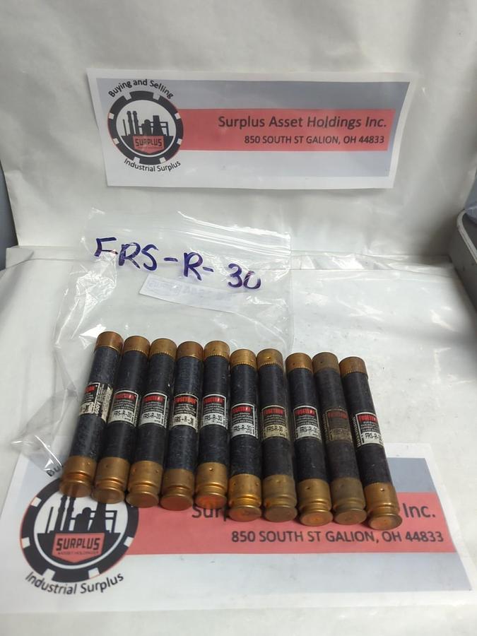 Used COOPER BUSSMANN,FRS-R-30,FUSETRON 30 AMP FUSE LOT OF 10 PRE-OWNED
